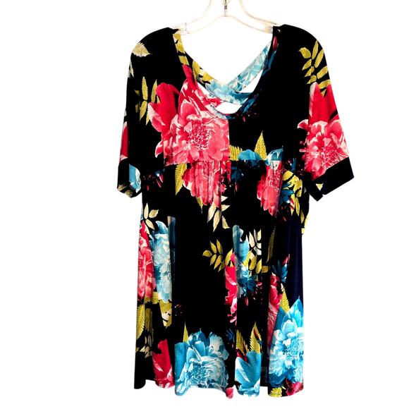 Celeste 2X Black Floral Women's Sleeve Top Shirt Blouse Plus Sz 18W 20W XXL 2XL - Picture 5 of 6